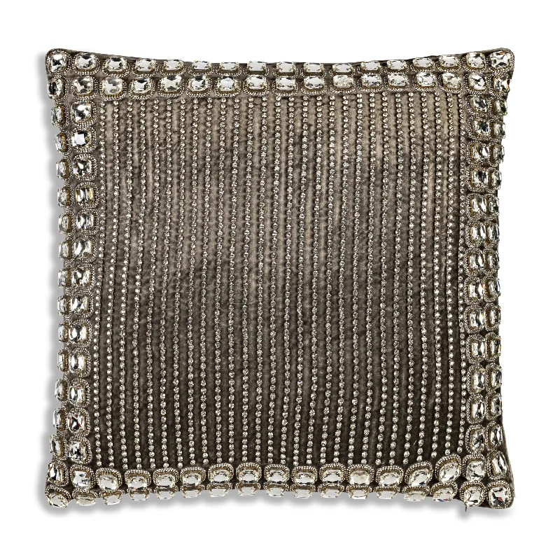 Sam + Misti Adriana Bedazzled Crystal Silver Pillow