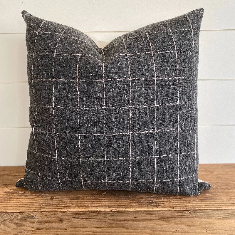 BRENNER || Felt Plaid Lumbar PIllow Cover (Charcoal Gray)