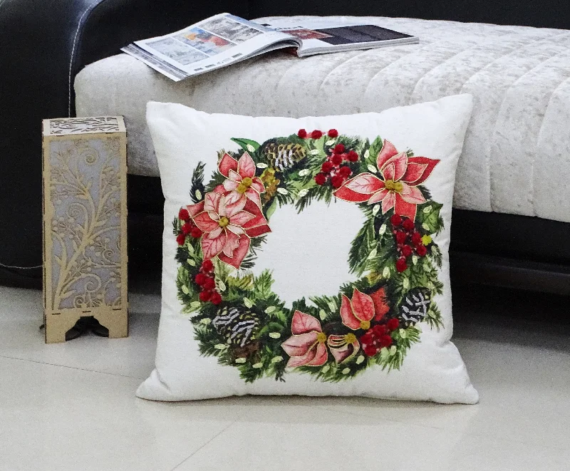 Christmas Throw Pillow Wreath