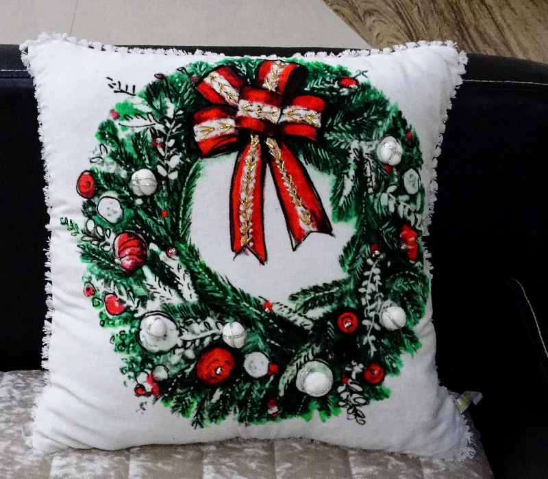 Christmas Wearth Holiday Decorative Pillow