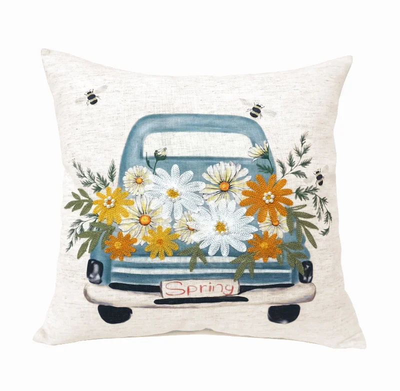 Spring Truck Throw Pillow | Multi | 20"x 20"