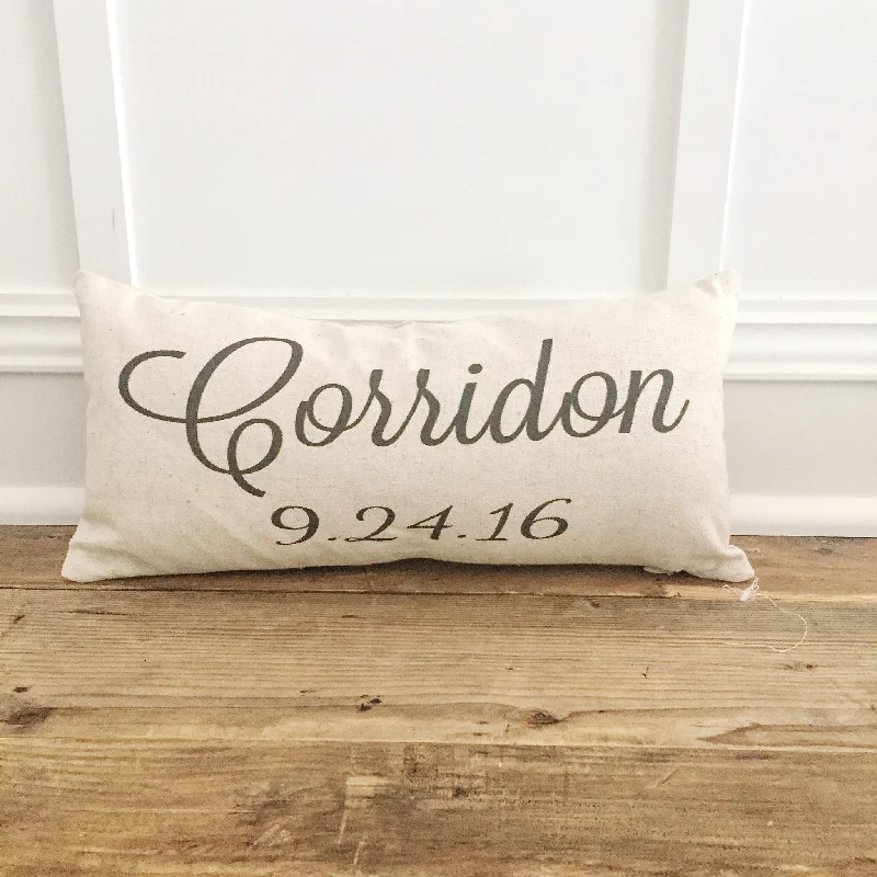 Custom Name & Date Pillow Cover