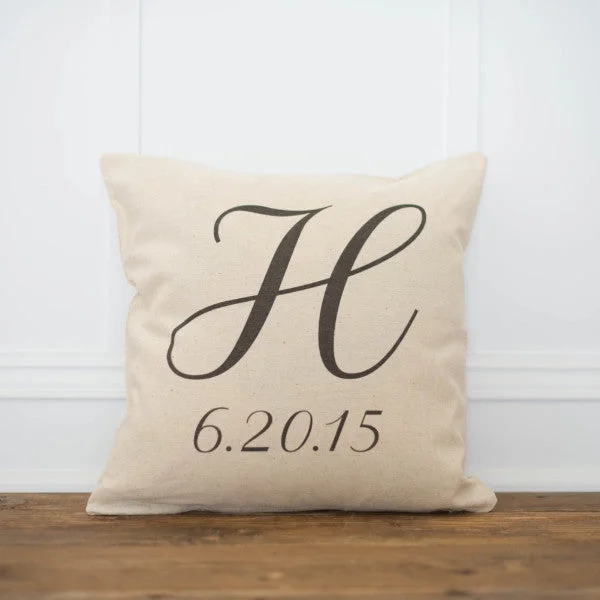 Monogram & Date Pillow Cover