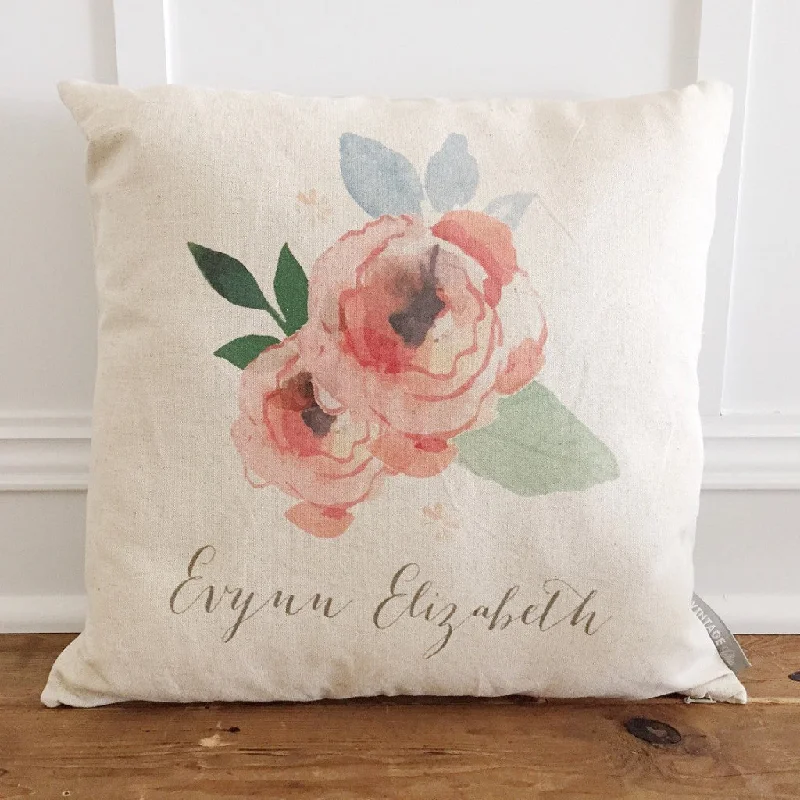 Custom Watercolor Flower Pillow Cover