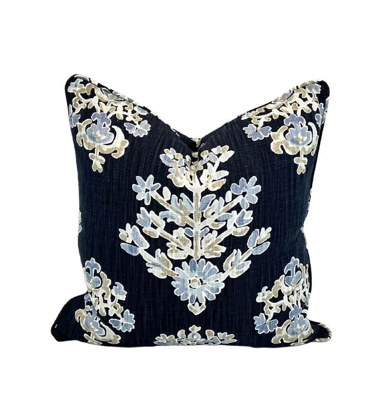 Decorative Pillow Cover in Clara Cornflower Indigo Fabric