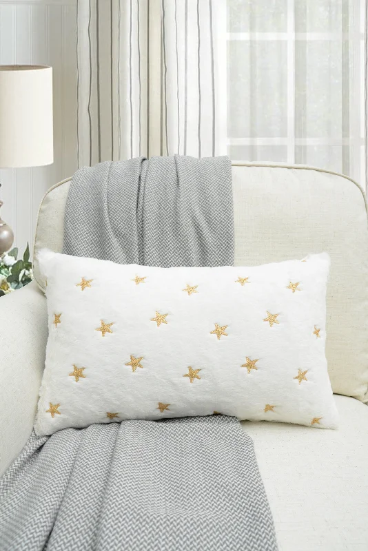 Fluffy Gold Star Lumbar Pillow