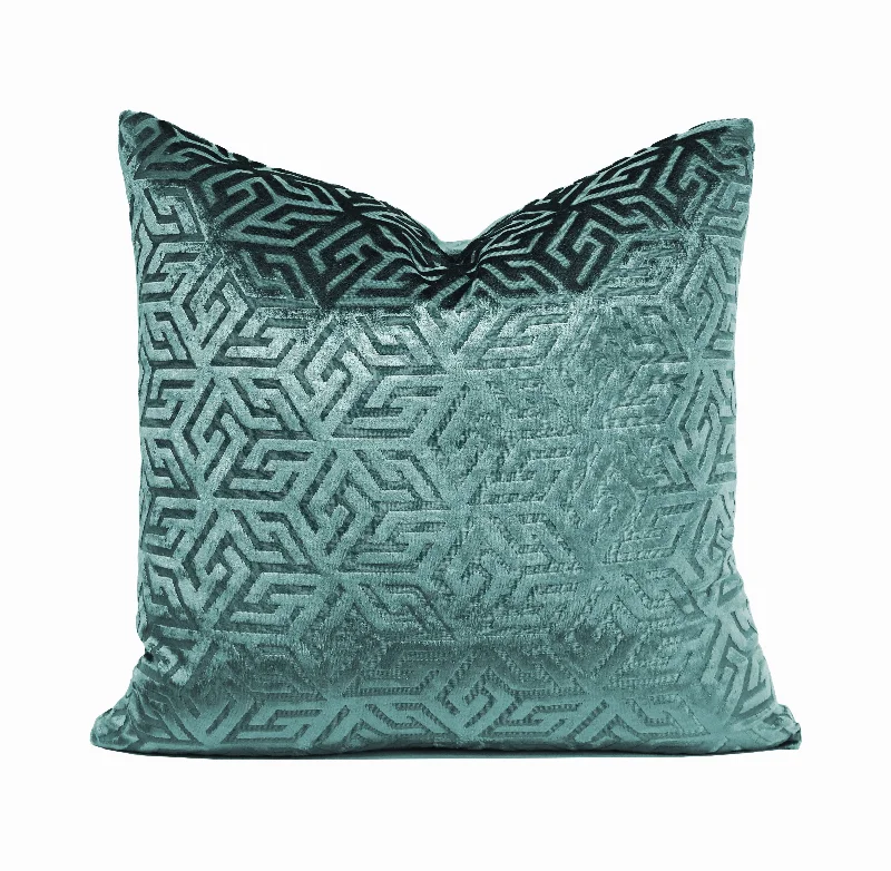 Geometric Burn Out Velvet Throw Pillow | 18" x 18"