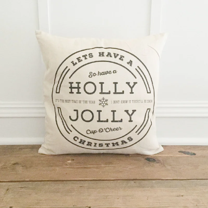 Holly Jolly Pillow Cover (Black)