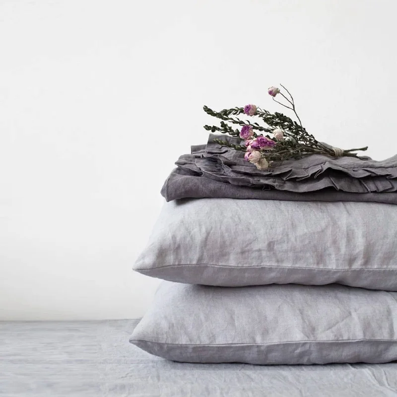 Linen Pillowcase In King Size In Light Grey