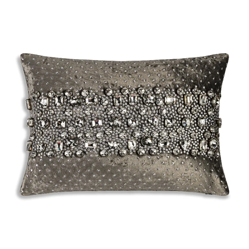 Lola Bedazzled Crystal Steel Lumbar Pillow