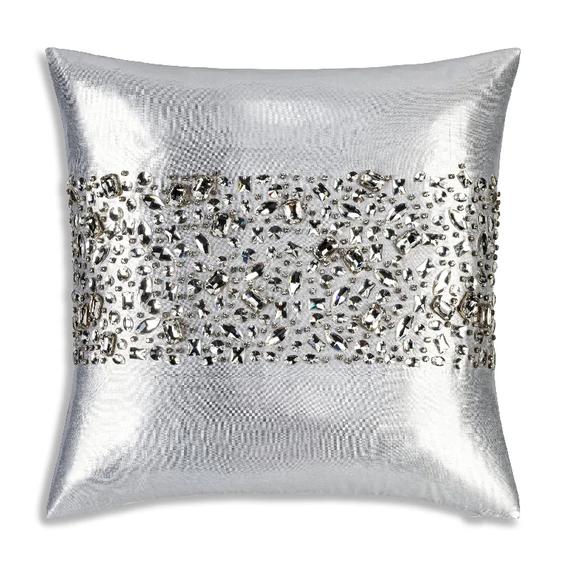 Lucy Bedazzled Crystal Silver Pillow