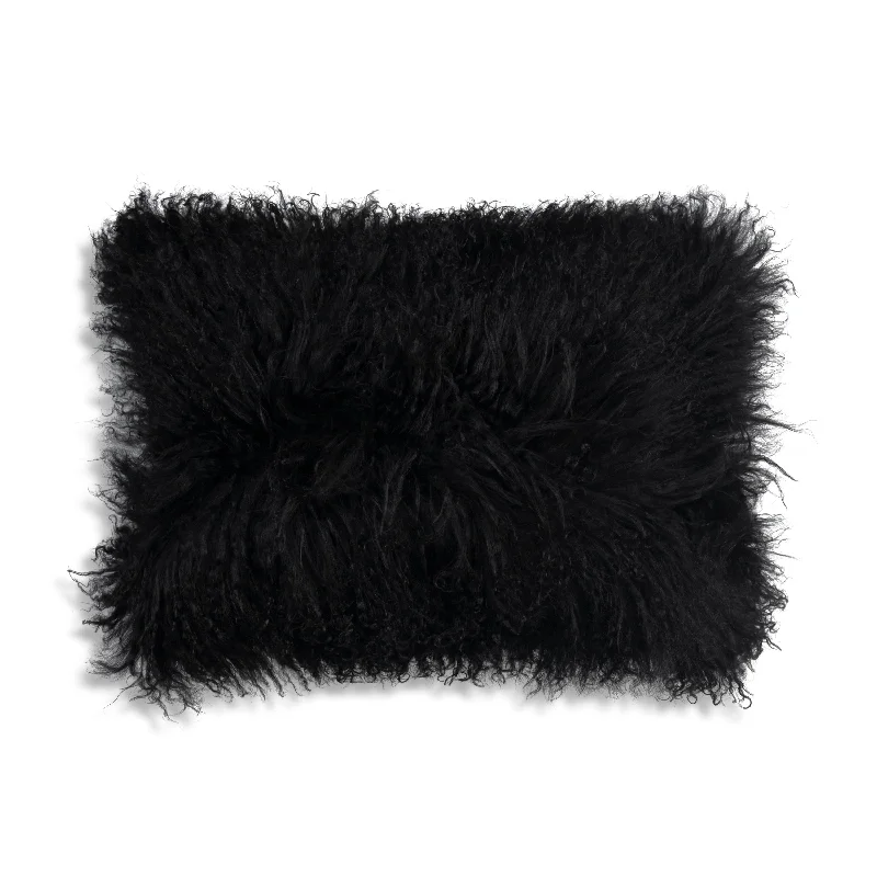 Luna Black Fur Lumbar Pillow