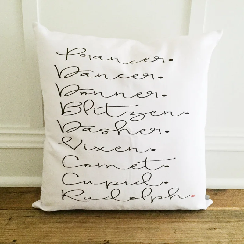 Reindeer Names Pillow Cover (Script)