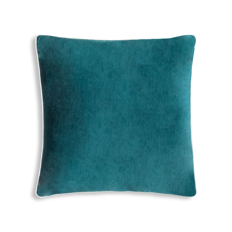 Noah Teal Silver Velvet Pillow