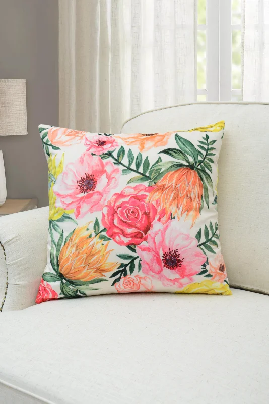 Pink Printed Flower Pillow