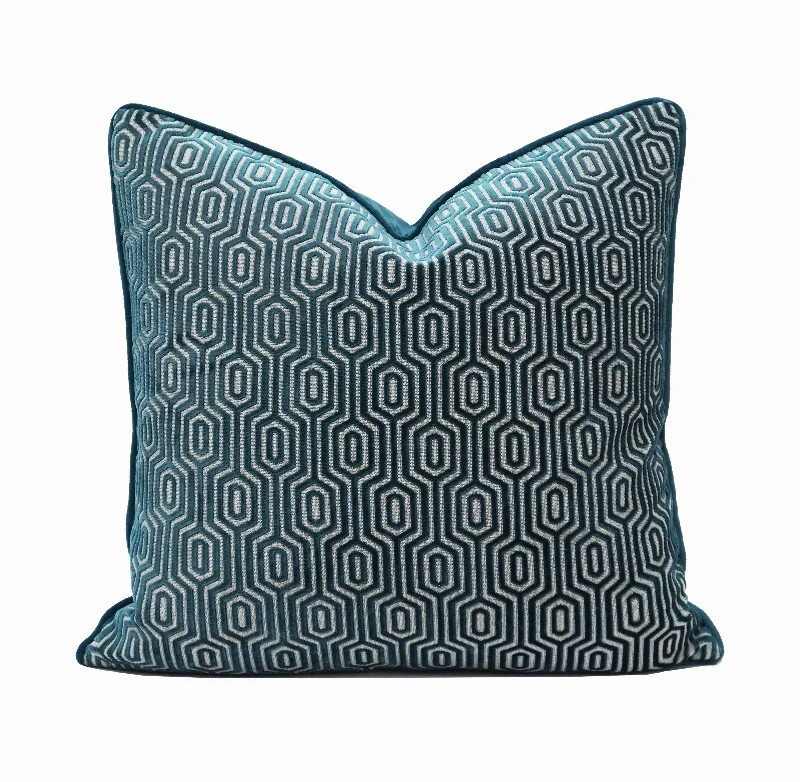 Porter Cut Velvet Throw Pillow Cover | Peacock | 20" x 20"