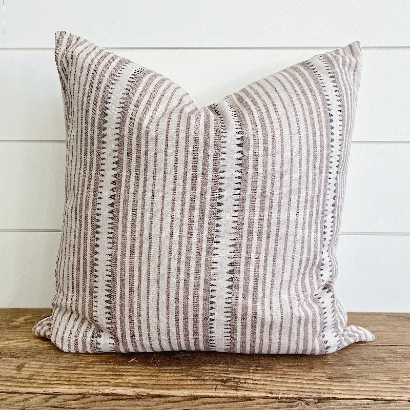 CADENCE || Rustic Tan & Charcoal Striped Pillow Cover