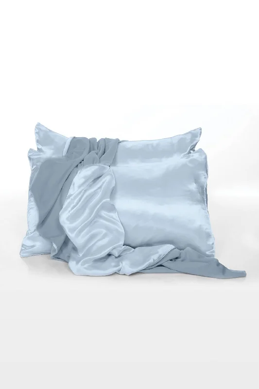 Satin Pillow Cases In Morning Blue