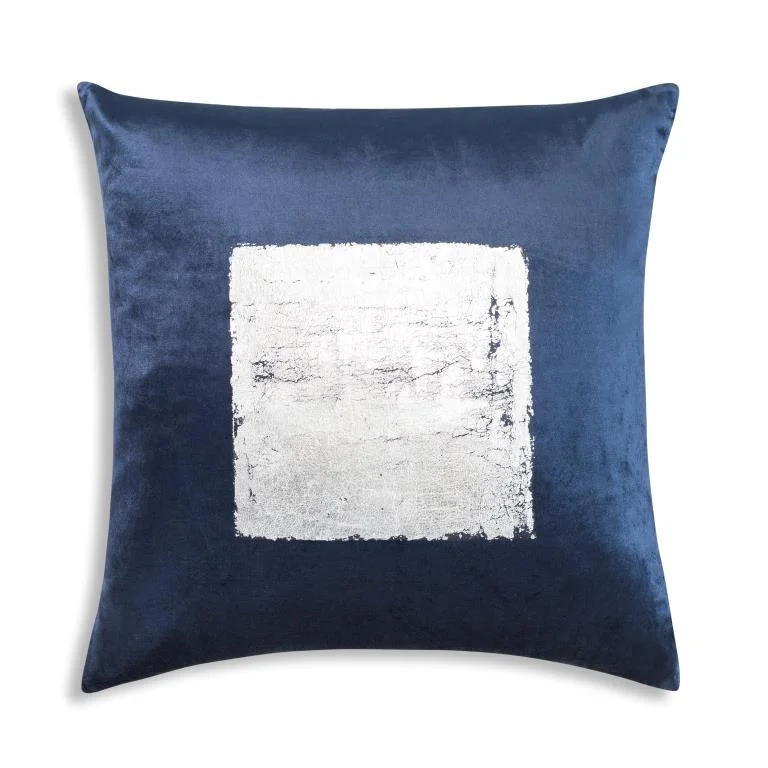 Verona Navy Silver Velvet Pillow