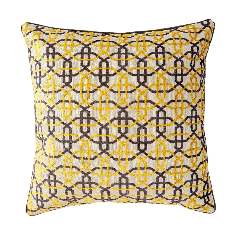 Yellow Hexagon Patterned Pillow