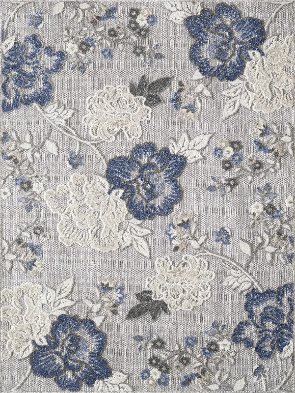 Calla 6938 Grey/Blue Floral Vine Rug