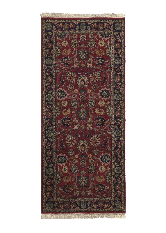 Oriental Rug Indian Handmade Area Runner Traditional 2'7"x6'0" (3x6) Red Blue Floral Design #36125