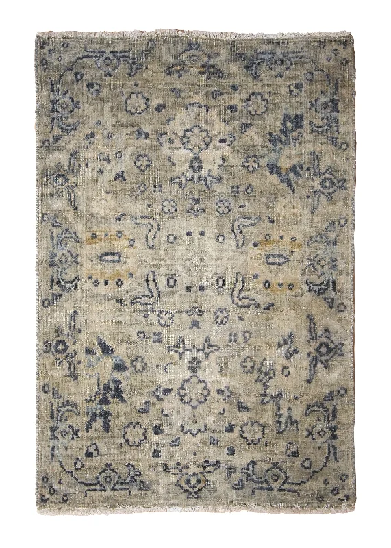 Oriental Rug Indian Handmade Area Transitional Neutral 2'0"x3'0" (2x3) Whites/Beige Blue Floral Oushak Design #A35414