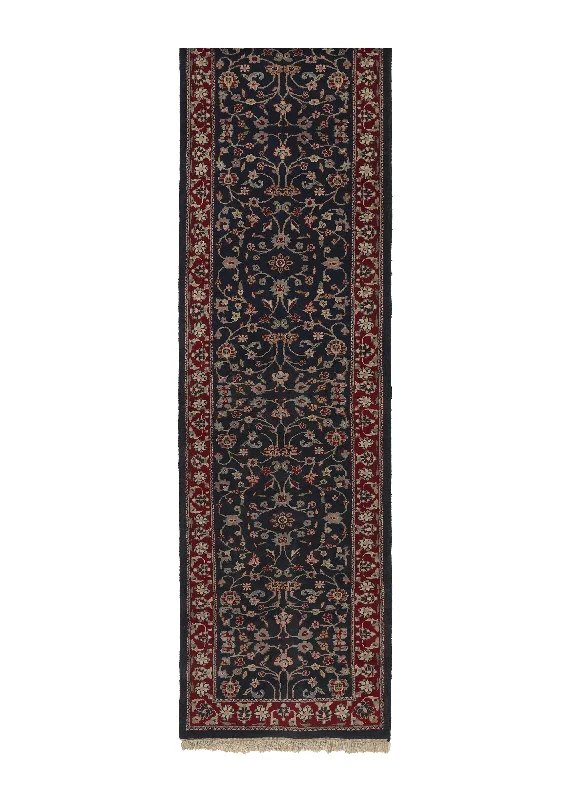 Oriental Rug Indian Handmade Runner Traditional 2'4"x11'10" (2x12) Blue Floral Design #14816