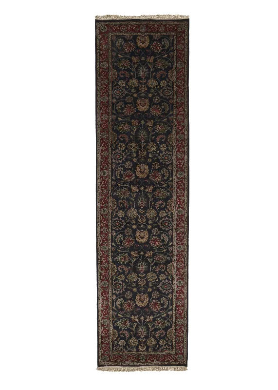 Oriental Rug Indian Handmade Runner Traditional 2'8"x9'9" (3x10) Blue Red Floral Design #35556