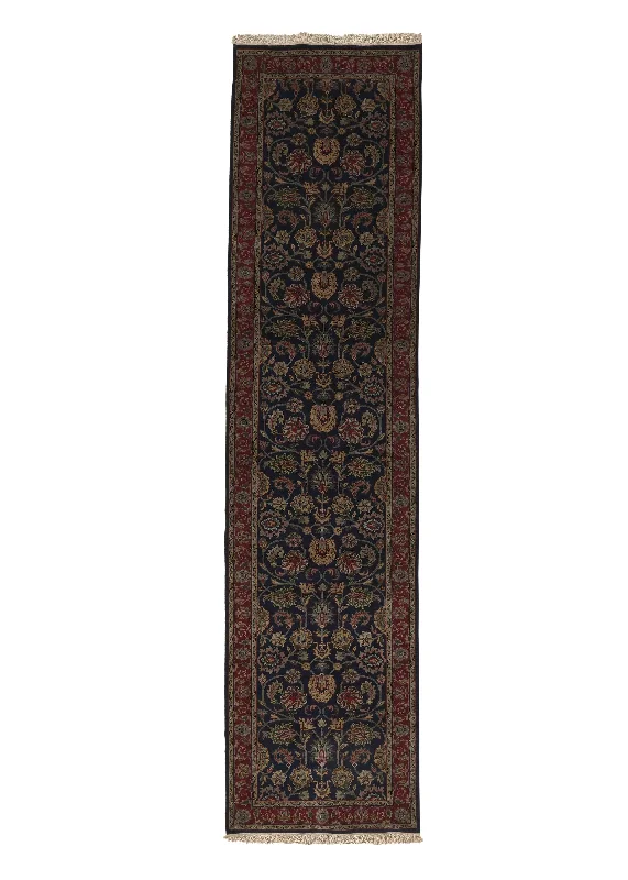 Oriental Rug Indian Handmade Runner Traditional 2'6"x11'9" (3x12) Blue Red Floral Design #35574