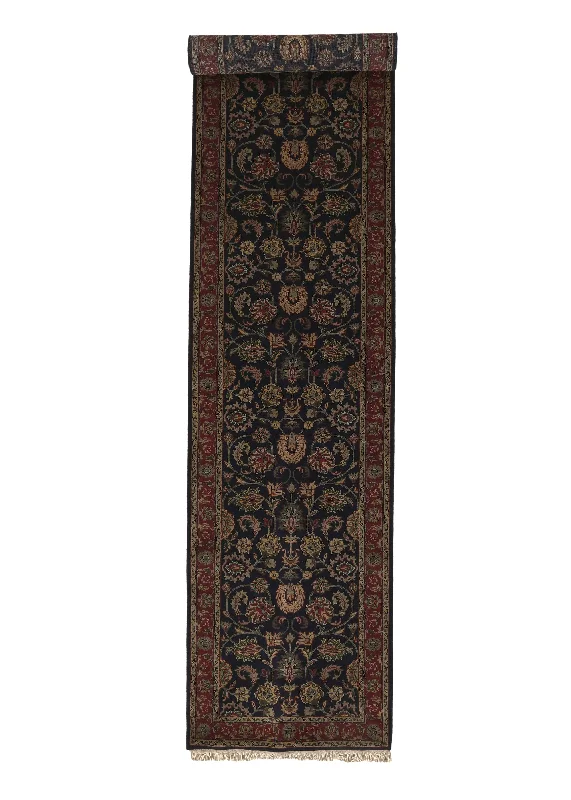 Oriental Rug Indian Handmade Runner Traditional 2'8"x11'7 (3x12) Blue Red Floral Design #35802