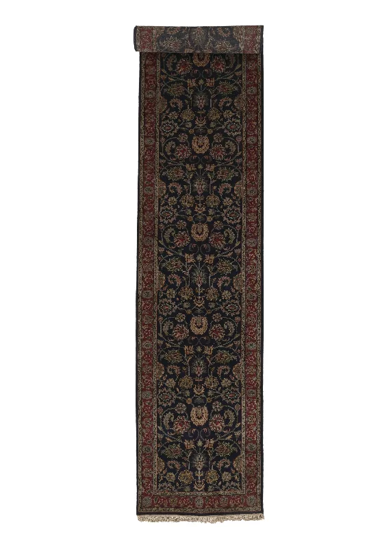 Oriental Rug Indian Handmade Runner Traditional 2'6"x13'11" (3x14) Blue Red Floral Design #35575