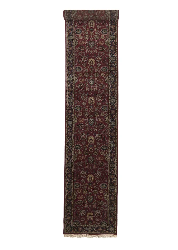 Oriental Rug Indian Handmade Runner Traditional 2'6"x14'0" (3x14) Red Blue Floral Design #35577