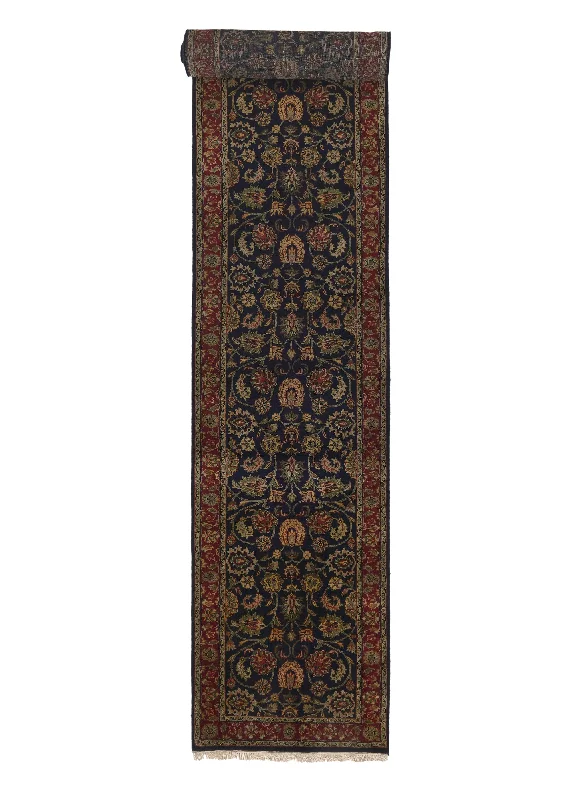 Oriental Rug Indian Handmade Runner Traditional 2'7"x16'0" (3x16) Blue Red Floral Design #30588