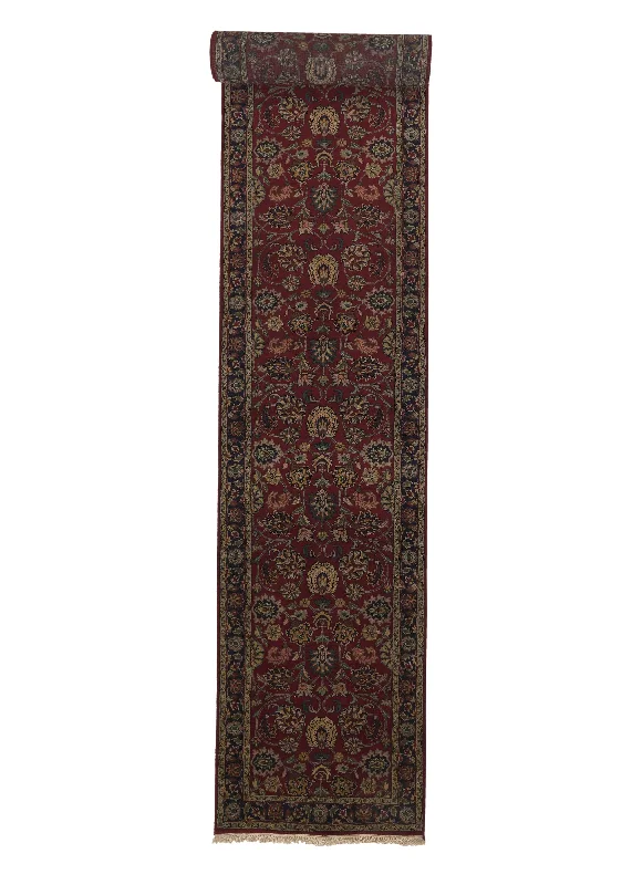 Oriental Rug Indian Handmade Runner Traditional 2'7"x17'10" (3x18) Red Blue Floral Design #30577