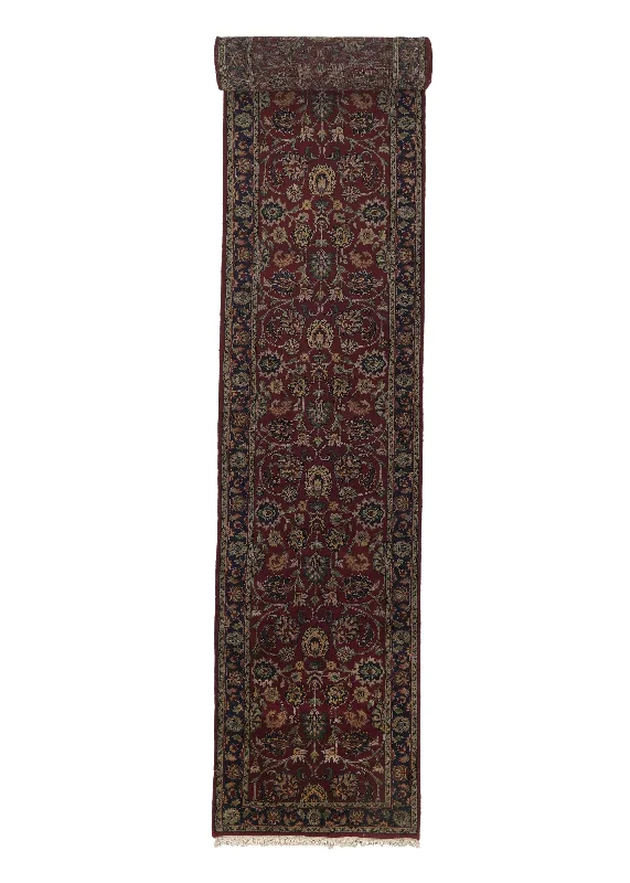 Oriental Rug Indian Handmade Runner Traditional 2'6"x19'1" (3x19) Red Blue Floral Design #32805