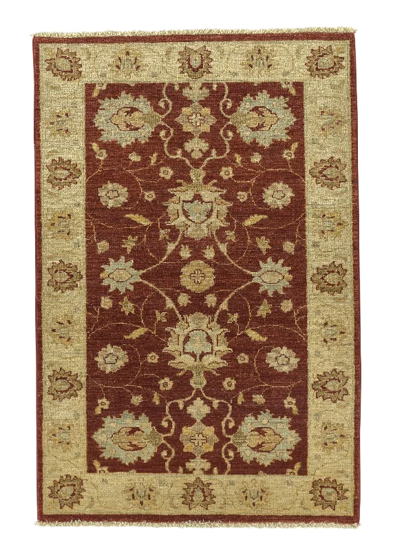 Oriental Rug Pakistani Handmade Area Transitional 2'11"x4'6" (3x5) Red Yellow/Gold Floral Design #32068