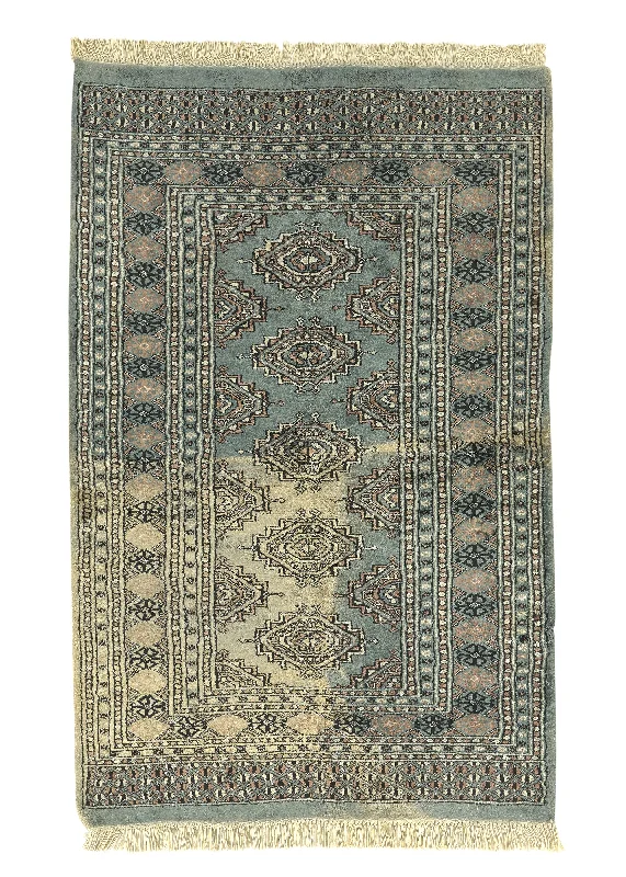 Oriental Rug Pakistani Handmade Area Tribal 3'0"x4'8" (3x5) Gray Bokhara Design #32149