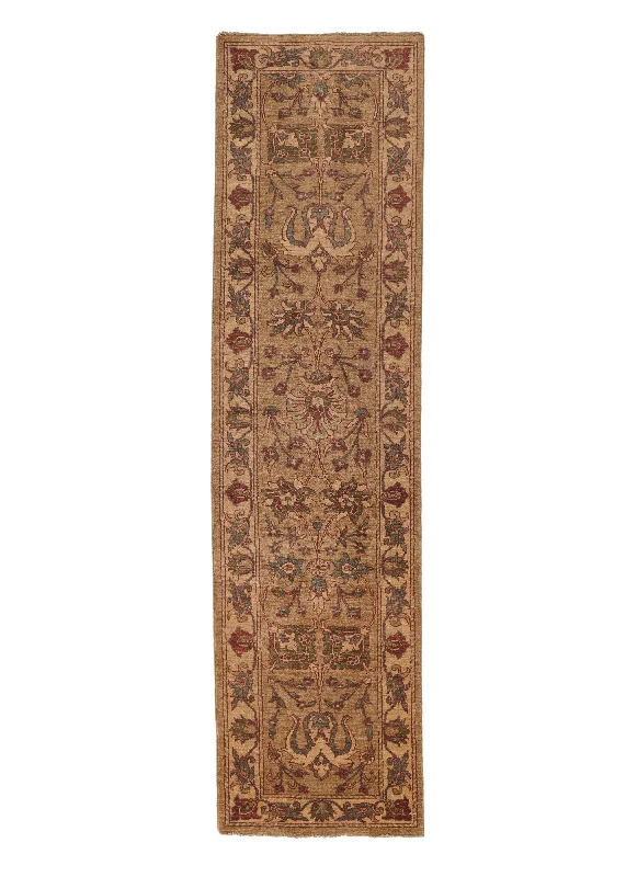 Oriental Rug Pakistani Handmade Runner Transitional 2'4"x9'0" (2x9) Whites/Beige Multi-color Oushak Design #20440