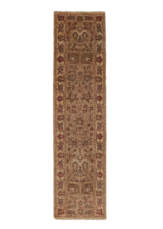 Oriental Rug Pakistani Handmade Runner Transitional 2'4"x9'0" (2x9) Whites/Beige Multi-color Oushak Design #33140