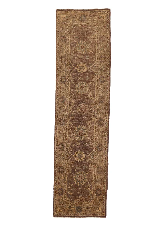 Oriental Rug Pakistani Handmade Runner Transitional 2'9"x10'2" (3x10) Whites/Beige Brown Green Oushak Design #23279