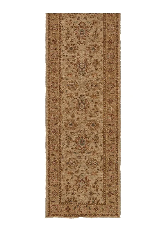 Oriental Rug Pakistani Handmade Runner Transitional 2'9"x9'5" (3x9) Whites/Beige Floral Design #35403