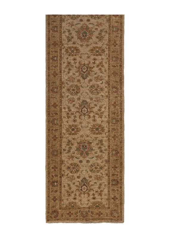 Oriental Rug Pakistani Handmade Runner Transitional 2'8"x9'2" (3x9) Whites/Beige Green Oushak Design #35322