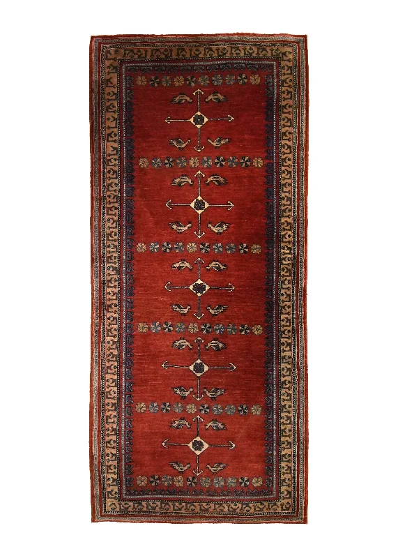 Persian Rug Gabbeh Handmade Runner Tribal Vintage 2'11"x6'7" (3x7) Red Geometric Animals Design #A35462