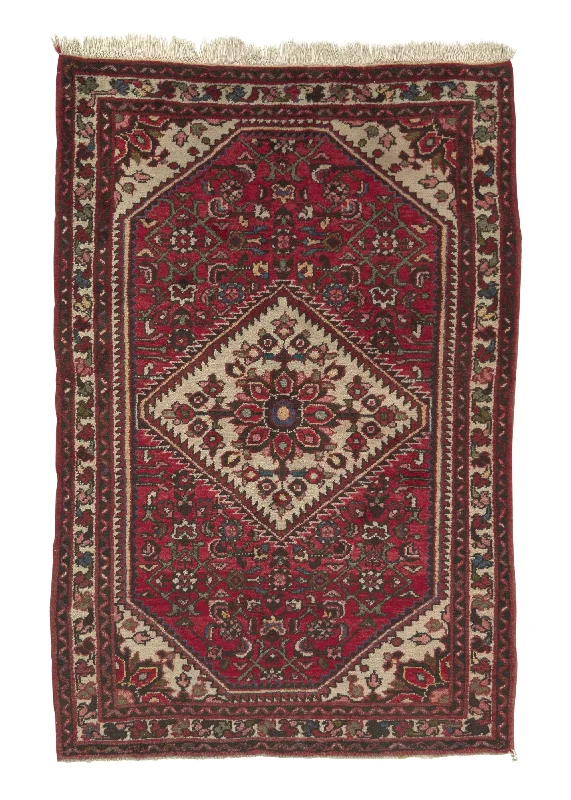 Persian Rug Hamadan Handmade Area Traditional Tribal 3'4"x5'4" (3x5) Red Floral Design #1558