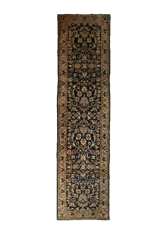 Persian Rug Sarouk Handmade Runner Antique Traditional 2'6"x9'10" (3x10) Pink Blue Floral Design #A35452