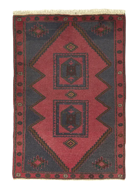 Persian Rug Zabol Handmade Area Tribal Vintage 3'5"x5'0" (3x5) Pink Purple Geometric Design #31903