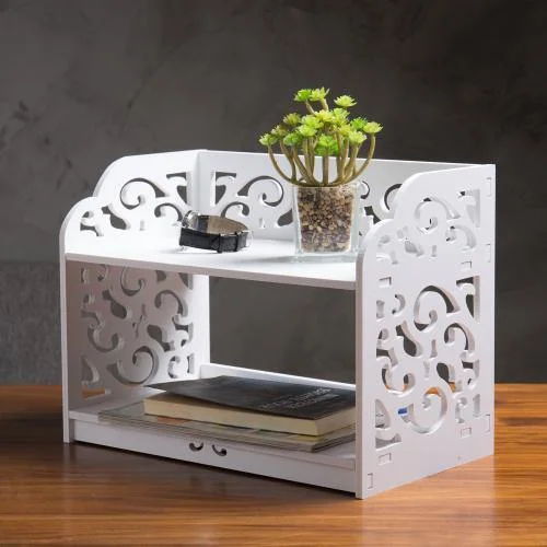 White Cutout Scrollwork Design Desktop Bookshelf