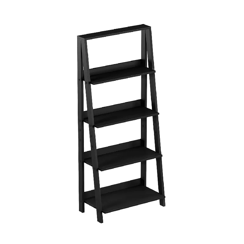 4-Tier Ladder Bookshelf – Freestanding Wooden Living Room Shelves – Decorative