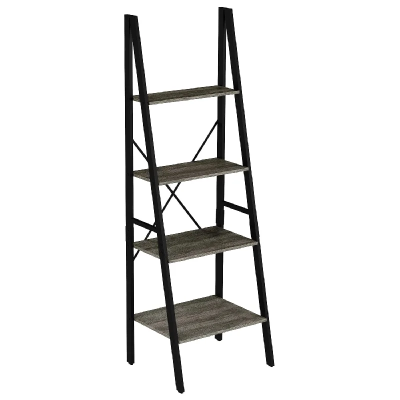 4-Tier Ladder Bookshelf – Standing Wooden Living Room Shelves – Decorative Boo